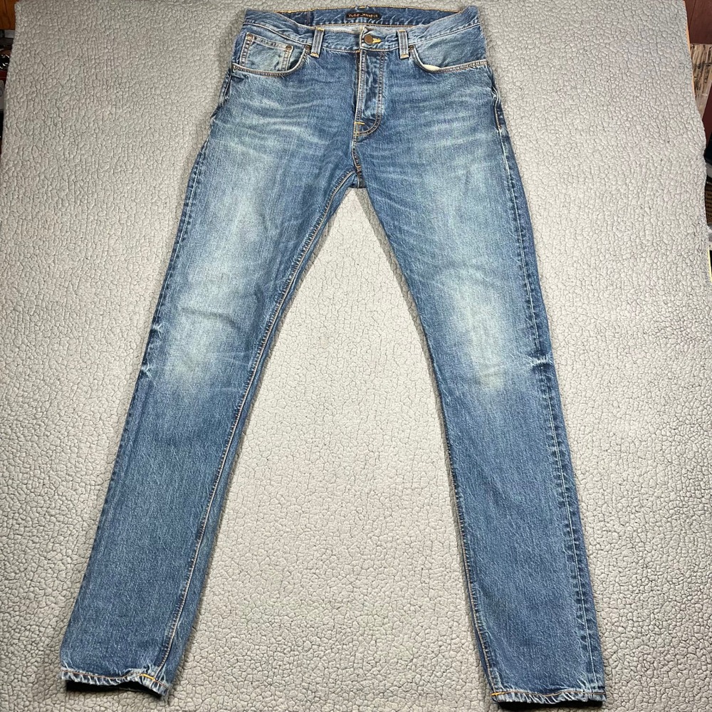 Nudie Jeans Co Fearless Freddie Shaded Rain Organic Cotton Jeans 32x36 Mens Blue